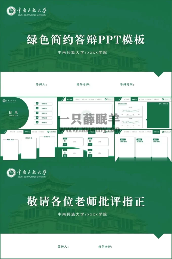 图片[8]-中南民族大学专属PPT模板，实用、美观、简洁，10种PPT模板免费分享给民大er！-一只薛眠羊