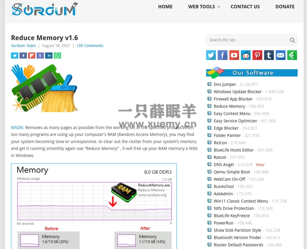 推荐一款Windows内存自动清理工具Reduce Memory-一只薛眠羊